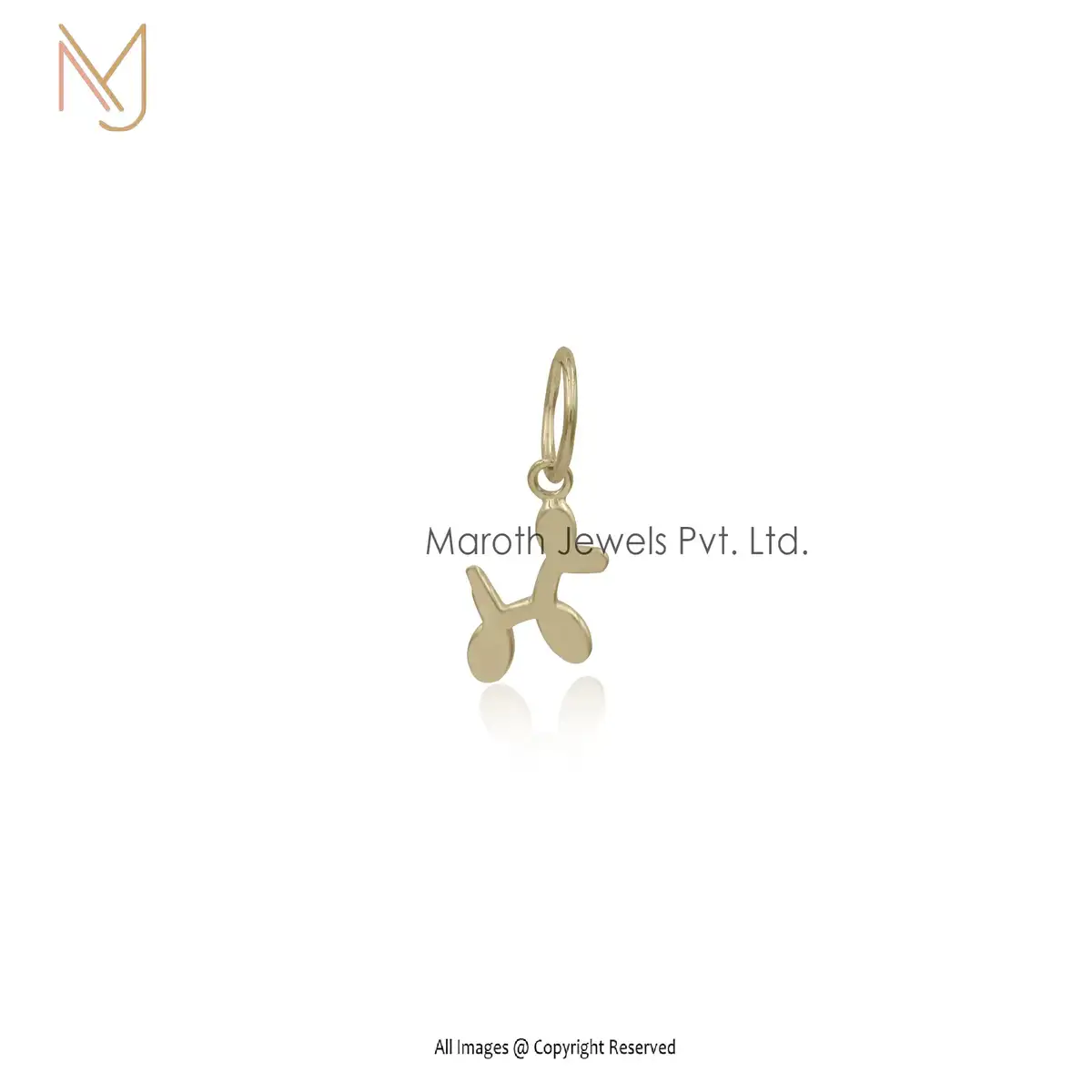 925 Silver Yellow Gold Balloon Dog Charm Pendant Jewelry Supplier