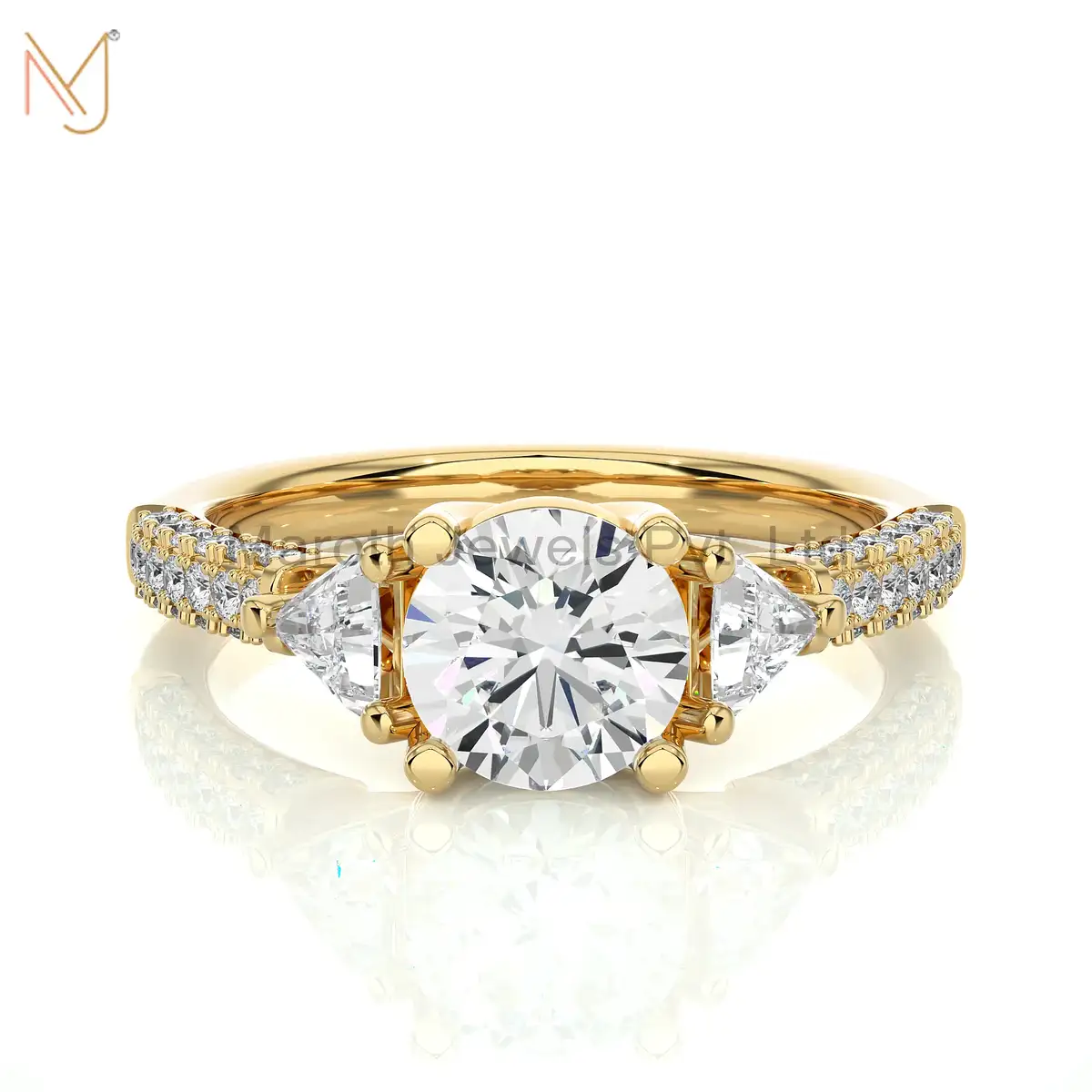 Private Label 14K Yellow Gold Diamond Moissanite Ring