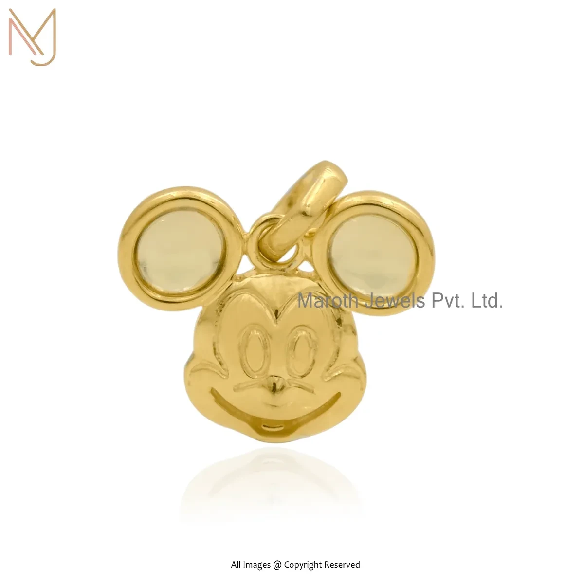 925 Silver Yellow Gold Plated Mickey Mouse Charm Pendant Manufacturer