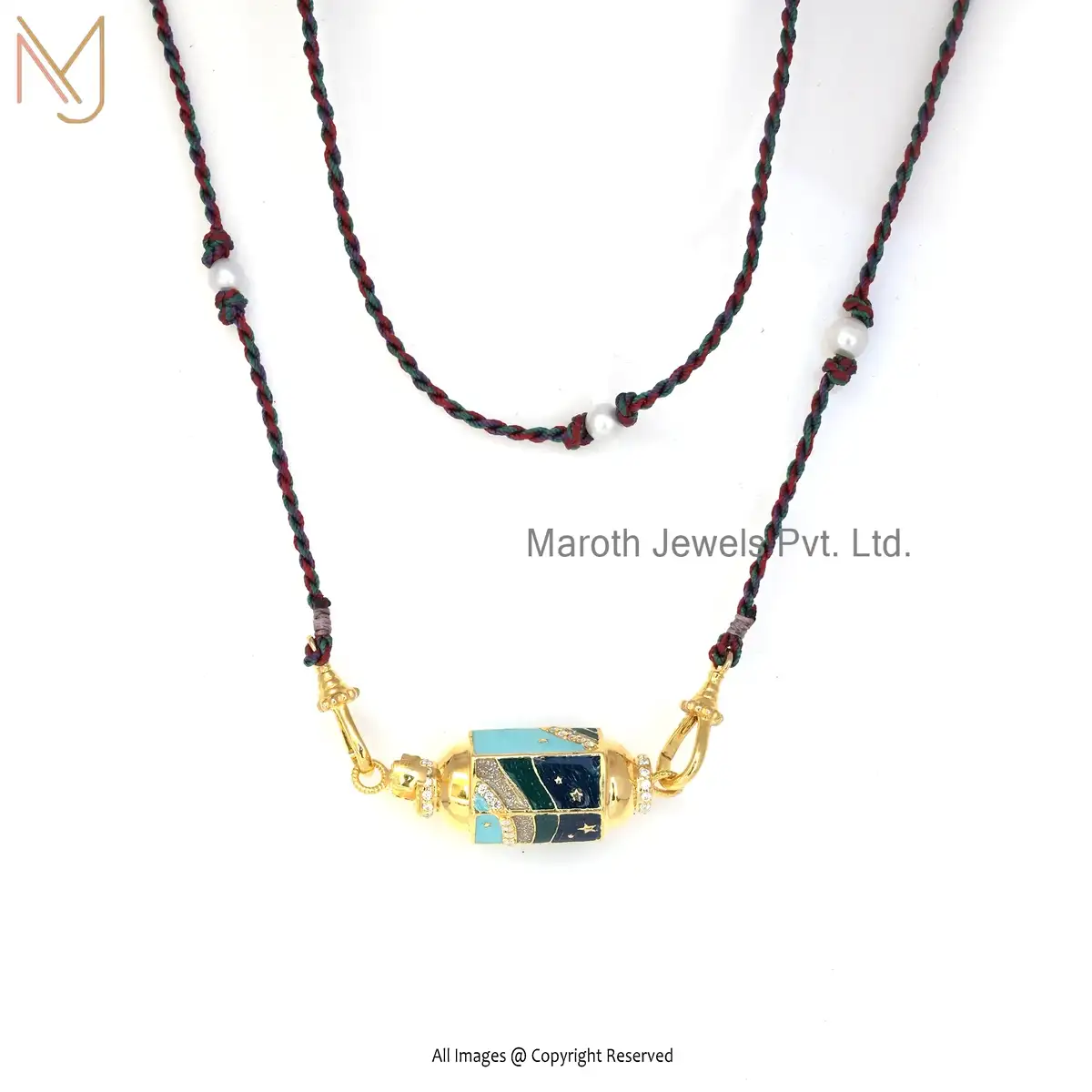 925 Silver Yellow Gold Multi Enamel & Moissanite Pendant Necklace Manufacturer