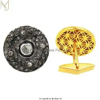 Wholesale 925 Sterling Silver Natural Diamond Pave Cufflinks Vintage Inspired Jewelry