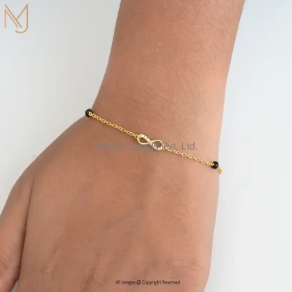 Private Label 14K Yellow Gold White Cubic Zircon Bracelet Jewelry