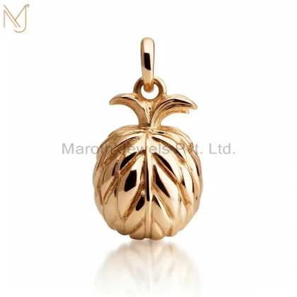 925 Silver Yellow Gold Pineapple Pendant Custom Jewelry