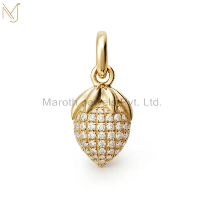 Private Label 925 Silver Yellow Gold Moissanite Pave Pineapple Pendant