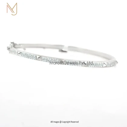 925 Silver Natural Silver CZ Gemstone Pyramid Bangle Custom Jewelry