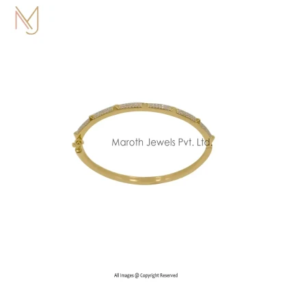 14K Yellow Gold CZ Gemstone Pyramid Bangle Custom Jewelry