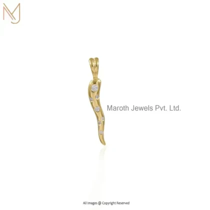14K Yellow Gold Moissanite Cornicello Protection Pendant Custom Jewelry
