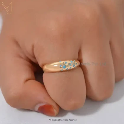 Wholesale 925 Silver Yellow Gold Plated White Cubic Zircon Dome Ring
