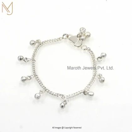 14K Yellow Gold Jingle Bells Kids Baby Anklet Jewelry Manufacturer