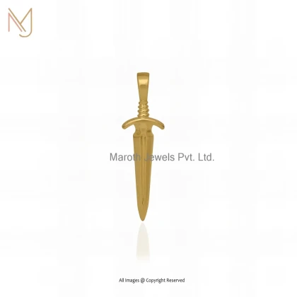 14K Yellow Gold Dagger Sword Charm Pendant Jewelry Supplier