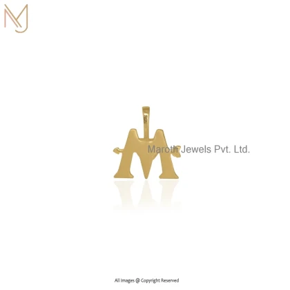 14K Yellow Gold M Letter Pendant Manufacturer