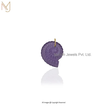 14K Yellow Gold Amethyst Gemstone Snail Pendant Jewelry Supplier