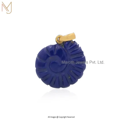 14K Yellow Gold Lapiz Lazuli Snail Pendant Custom Jewelry