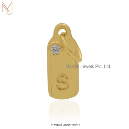 14K Yellow Gold Cubic Zircon Letter " S " Initial Pendant Manufacturer