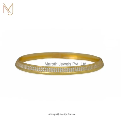 14K Solid Yellow Gold Moissanite Bangle Custom Jewelry