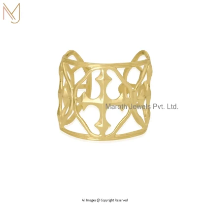 14K Yellow Gold Large Cuff Shield Bangle Manufacturer