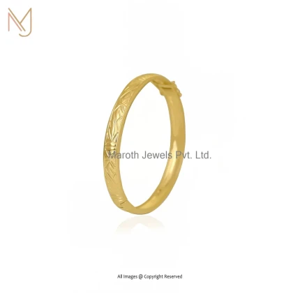 14K Yellow Gold Scroll Pattern Bangle Jewelry Supplier