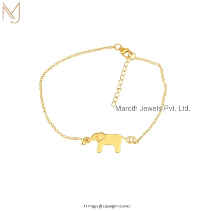 14K Yellow Gold Elephant Chain Bracelet Jewelry Supplier