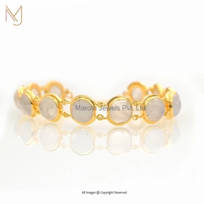 14K Yellow Gold Moonstone Bracelet Custom Jewelry
