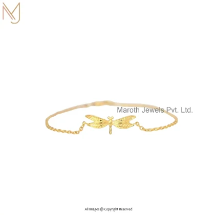 14K Yellow Gold Dragonfly Bracelet Custom Jewelry