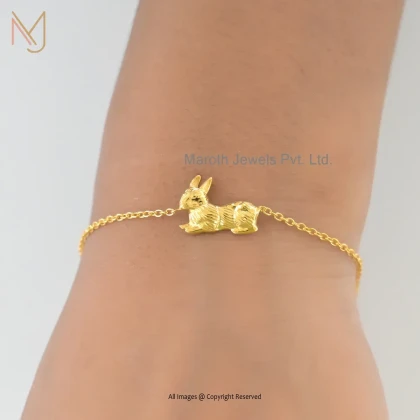 14K Yellow Gold Rabbit Bracelet Jewelry Supplier