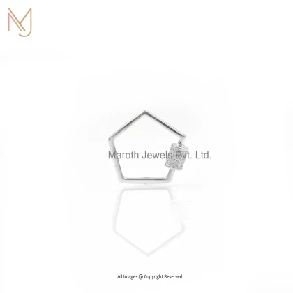 14K White Gold Cubic Zircon Hexagon Carabiner Lock Custom Jewelry