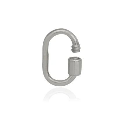 14K White Gold Oval Shaped Carabiner Lock Custom Jewelry