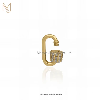 14K Yellow Gold Pave Diamond Carabiner Lock Jewelry Supplier