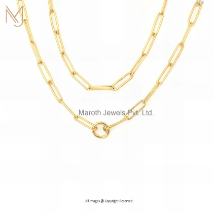 Wholesale 14K Yellow Gold Paperclip Link Chain Necklace Jewelry