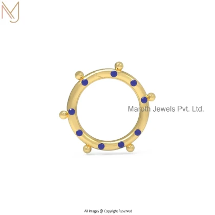 14K Yellow Gold Pave Diamond Gemstone Round Ball Enhancer Lock Charm Holder USA