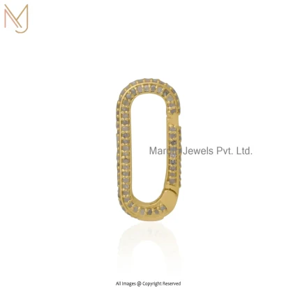 14K Yellow Gold Diamond Cubic Zircon Enhancer Charm Push Lock Jewelry Supplier