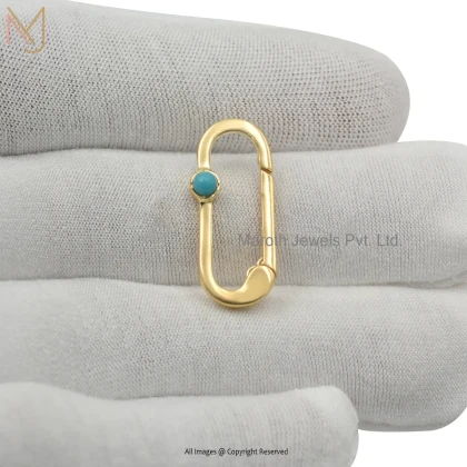 14K Yellow Gold Moissanite Enhancer Oval Link Lock Custom Jewelry