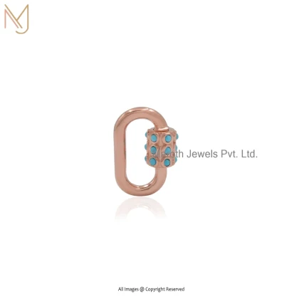 925 Silver Yellow Gold Plated Blue Sapphire Gemstone Carabiner Lock Jewelry Manufacturer