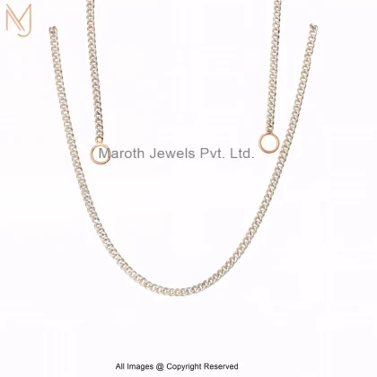 925 Silver Natural Silver Plated 3mm Chain Thikness Curb Chain Necklace Jewelry Supplier