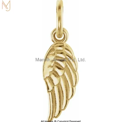 14K Yellow Gold Angel Wing Charm Necklace Manufacturer
