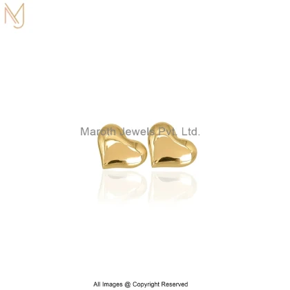 14K Yellow Gold Heart Stud Earring Custom Jewelry