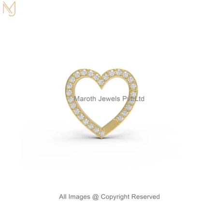 925 Silver Yellow Gold Plated Diamond Gemstone Heart Charm Holder Jewelry Manufacturer