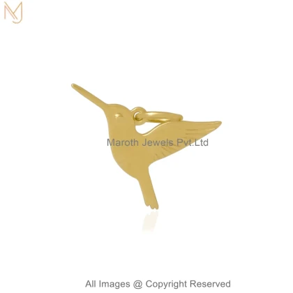 14K Yellow Gold Flying Hummingbird Pendant Custom Jewelry