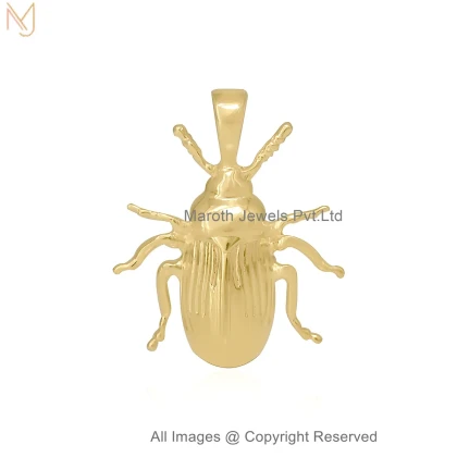 14K Yellow Gold Scarab Beetle Charm Pendant Manufacturer