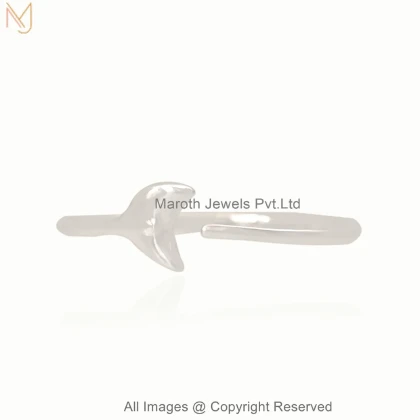 14K White Gold Dolphin Tail Design Ring Custom Jewelry