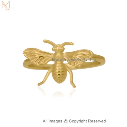14K Yellow Gold Honey Bee Ring Custom Jewelry
