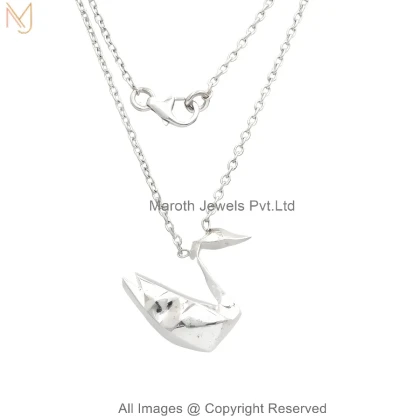 14K White Gold Elegant Swan Necklace Jewelry Supplier