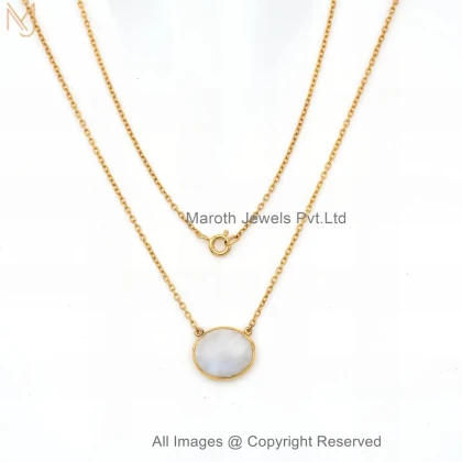 14K Yellow Gold Moonstone Ethereal Oval Layered Necklace Jewelry Supplier