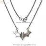 925 Sterling Silver White Gold Plated Midnight Bat Necklace Custom Jewelry