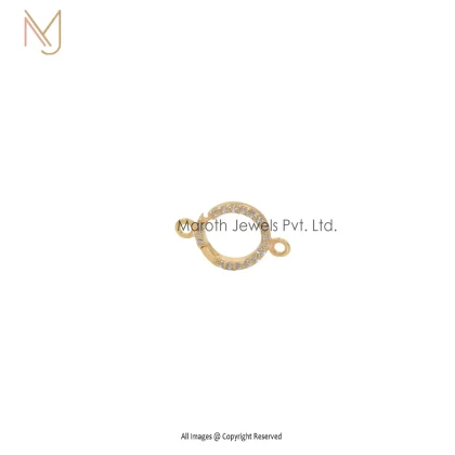 14K Yellow Gold Diamond Cubic Zircon Pavé Circle Charm Holder Jewelry Supplier