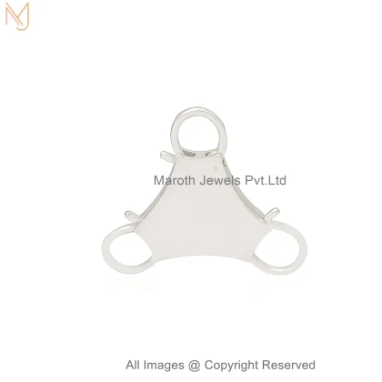 925 Silver Natural Silver Plated Triangle Three-Loop Charm Holder Jewelry Manufacturer