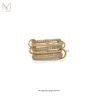 14K Yellow Gold Diamond Cubic Zircon Gemstone Multi-Link Band Connector Ring Manufacturer