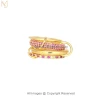 Wholesale 925 Silver Yellow Gold Plated Diamond Ruby Cubic Zircon Rosy Orbit Connector Band Ring